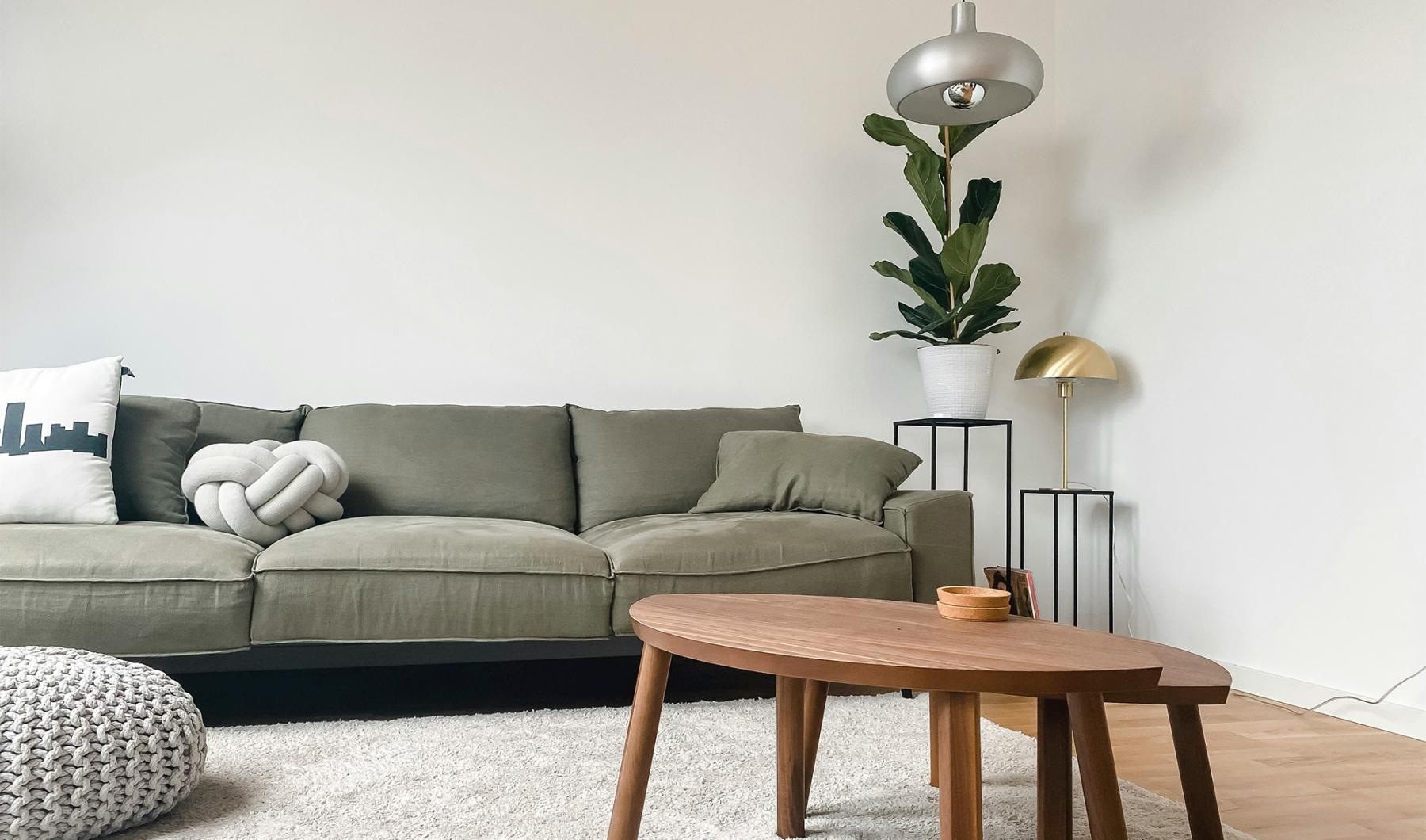 a living room with a couch and a coffee table